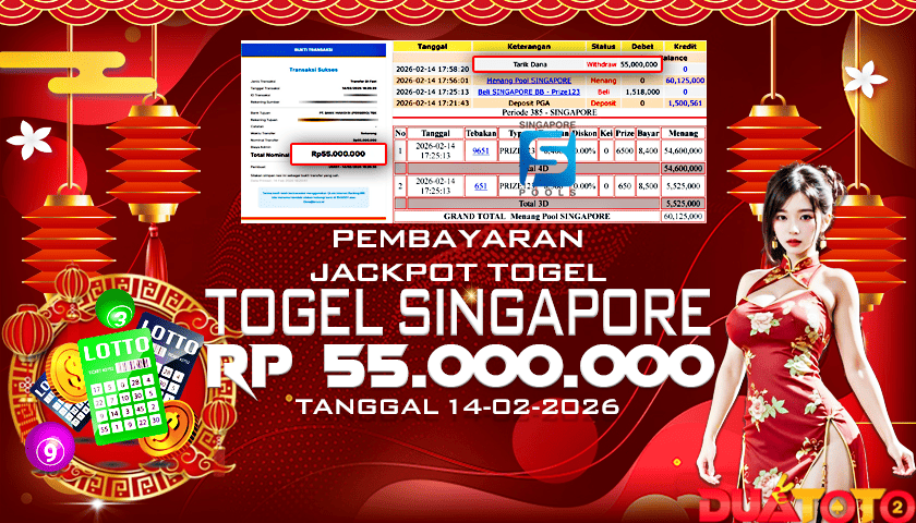 BUKTI PEMBAYARAN JACKPOT TOGEL SINGAPORE 14-02-2026