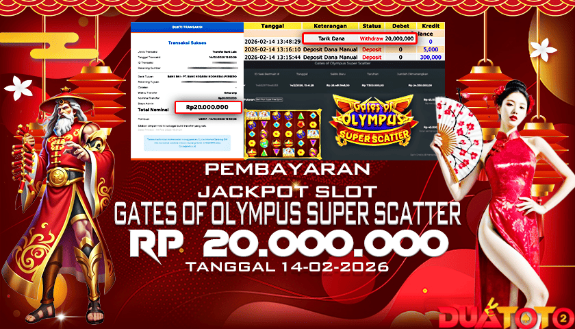 BUKTI PEMBAYARAN JACKPOT SLOT GATES OF OLYMPUS SUPER SCATTER 14-02-2026