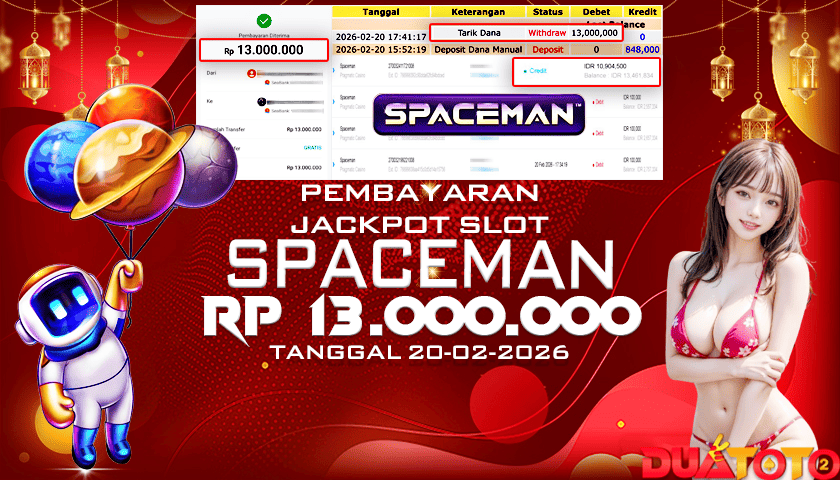 BUKTI PEMBAYARAN JACKPOT SLOT SPACEMAN 20-02-2026
