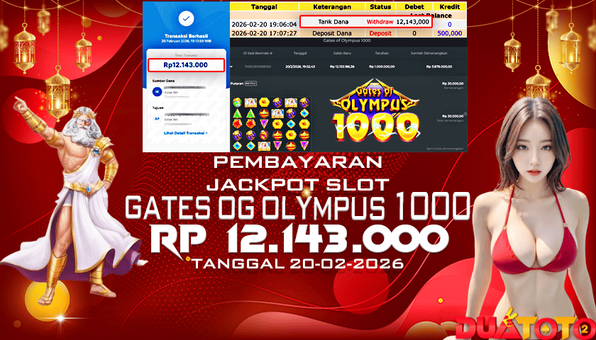 BUKTI PEMBAYARAN JACKPOT SLOT GATES OF OLYMPUS 1000 20-02-2026