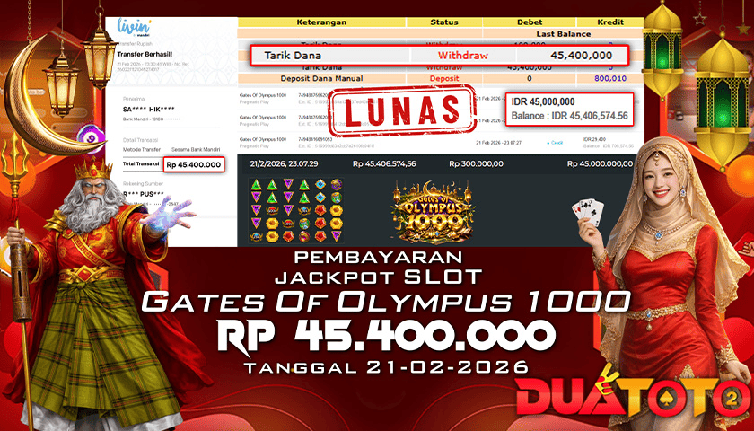 BUKTI PEMBAYARAN JACKPOT SLOT GATES OF OLYMPUS 1000 22-02-2026