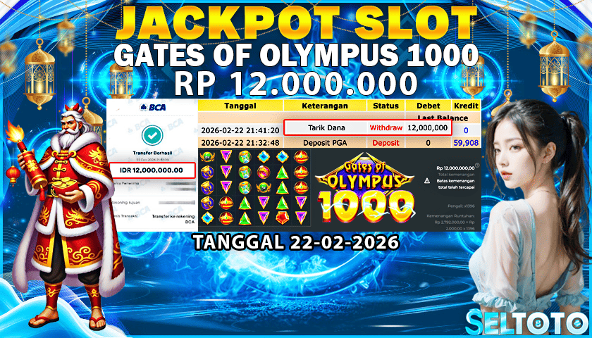 BUKTI PEMBAYARAN JACKPOT SLOT GATES OF OLYMPUS 1000 22-02-2026