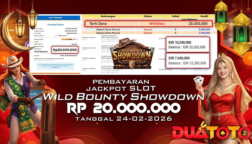 BUKTI PEMBAYARAN JACKPOT SLOT WILD BOUNTY SHOWDOWN 24-02-2026