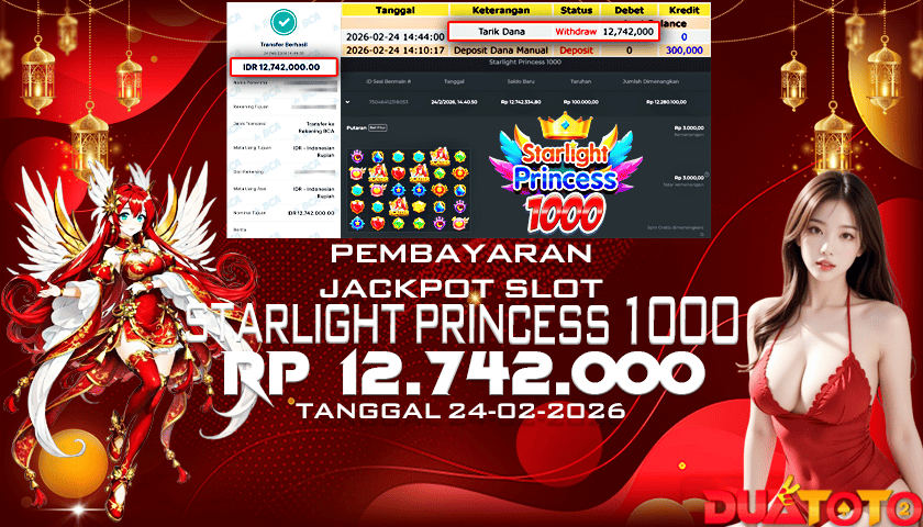 BUKTI PEMBAYARAN JACKPOT SLOT STARLIGHT PRINCESS 1000 24-02-2026
