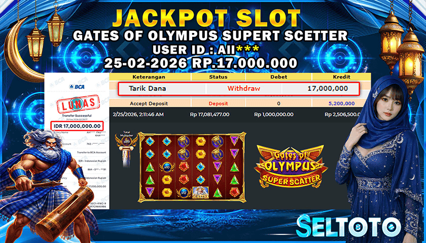 BUKTI PEMBAYARAN JACKPOT SLOT GATES OF OLYMPUS  SUPER SCATTER 25-02-2026