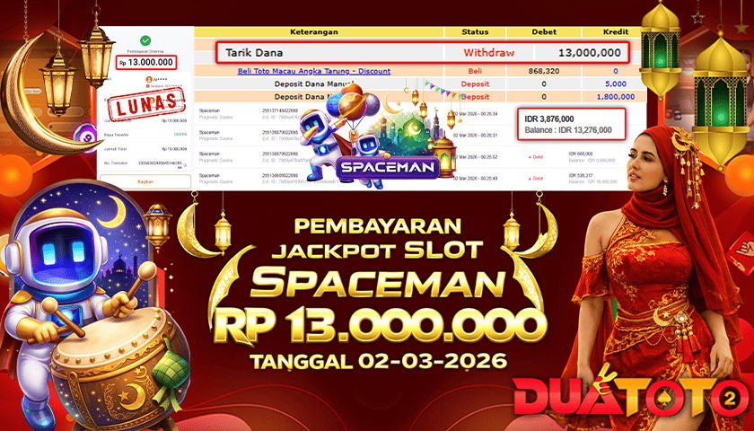 BUKTI PEMBAYARAN JACKPOT SLOT SPACE  02-03-2026