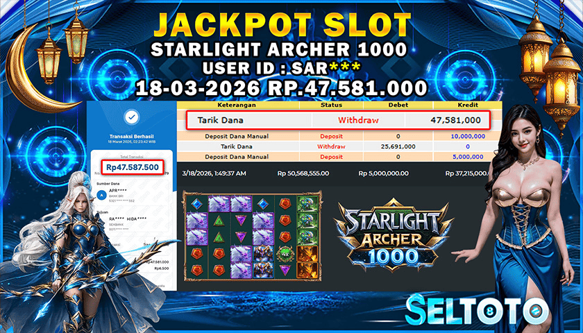 BUKTI PEMBAYARAN JACKPOT SLOT STARLIGHT ARCHER 1000 18-03-2026