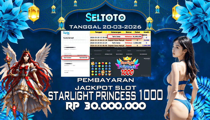BUKTI PEMBAYARAN JACKPOT SLOT STARLIGHT PRINCESS 1000 20-03-2026