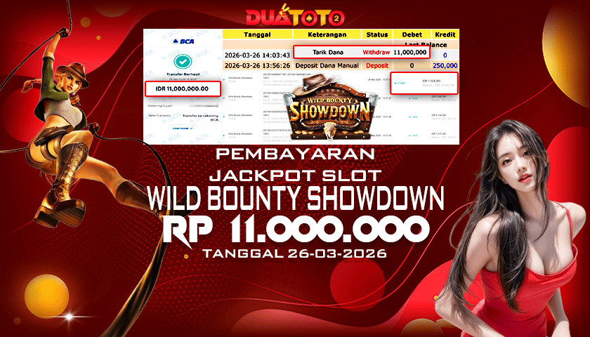 BUKTI PEMBAYARAN JACKPOT SLOT WILD BOUNTY SHOWDOWN 26-03-2026