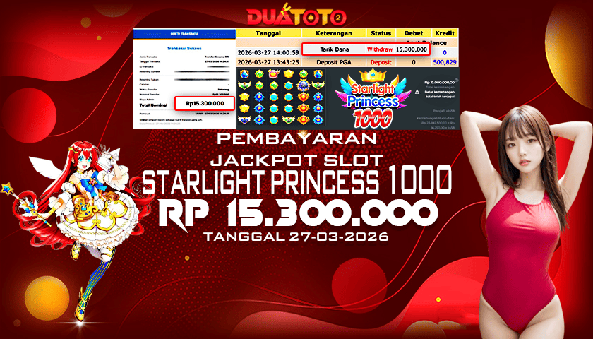 BUKTI PEMBAYARAN JACKPOT SLOT STARLIGHT PRINCESS 1000 27-03-2026