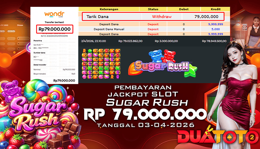 BUKTI PEMBAYARAN JACKPOT SLOT SUGER RUSH 03-04-2026