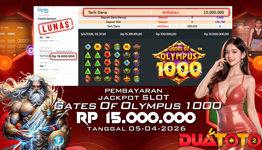 BUKTI PEMBAYARAN JACKPOT SLOT GATES OF OLYMPUS 1000 05-04-2026