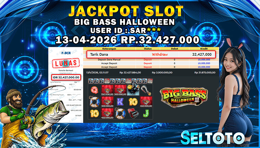 BUKTI PEMBAYARAN JACKPOT SLOT BIG BASS HALLOWEEN 13-04-2026