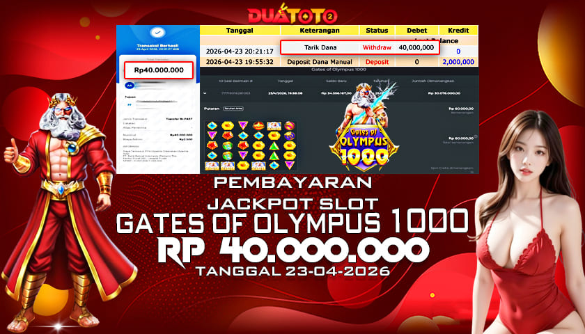 BUKTI PEMBAYARAN JACKPOT SLOT GATES OF OLYMPUS 1000 23-04-2026