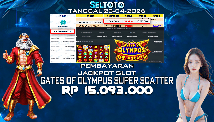 BUKTI PEMBAYARAN JACKPOT SLOT GATES OF OLYMPUS SUPER SCATTER 23-04-2026