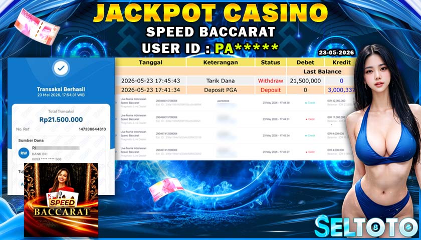 BUKTI PEMBAYARAN JACKPOT CASINO SPEED BACCARAT 23-05-2026