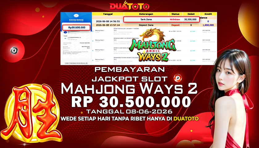 BUKTI PEMBAYARAN JACKPOT SLOT MAHJONG WAYS 2 08-06-2026