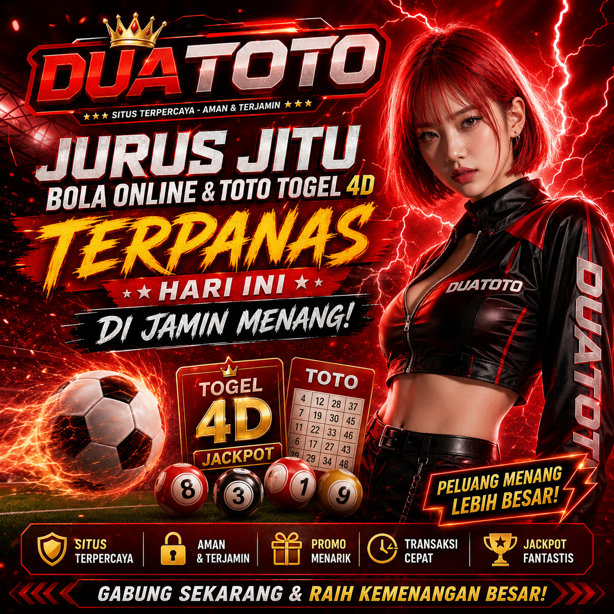 DUATOTO Jurus Jitu Bola Online & Toto Togel 4D Terpanas Hari Ini, Di Jamin Menang!