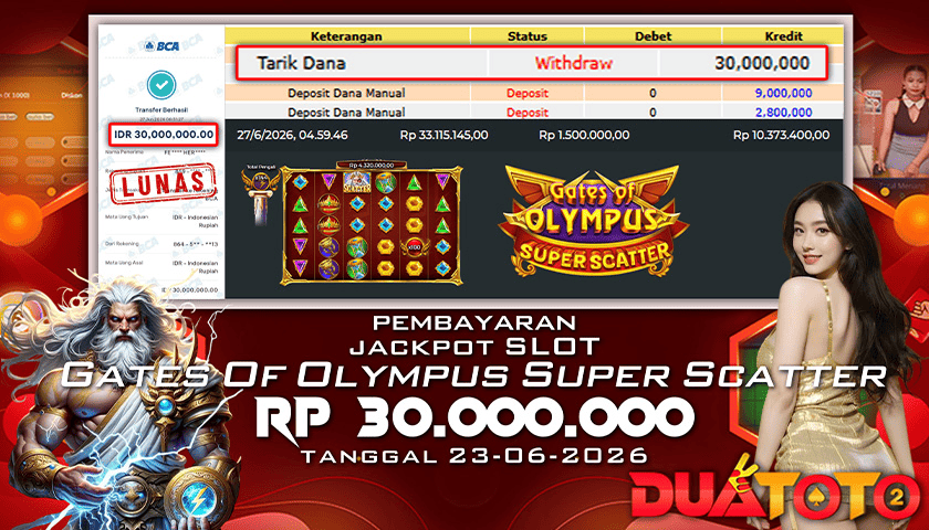 BUKTI PEMBAYARAN JACKPOT SLOT GATES OF OLYMPUS SUPER SCATTER 27-06-2026