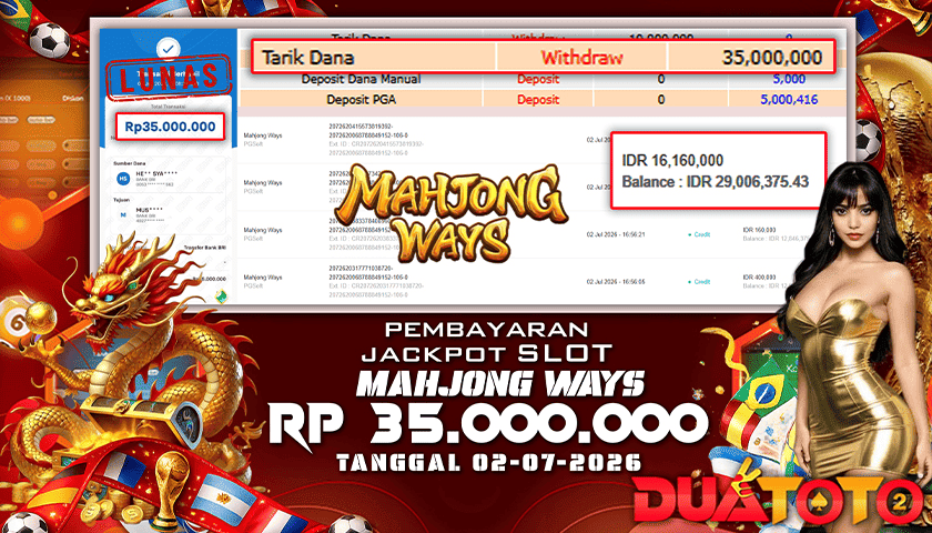 BUKTI PEMBAYARAN JACKPOT SLOT MAJONG WAYS 02-07-2026