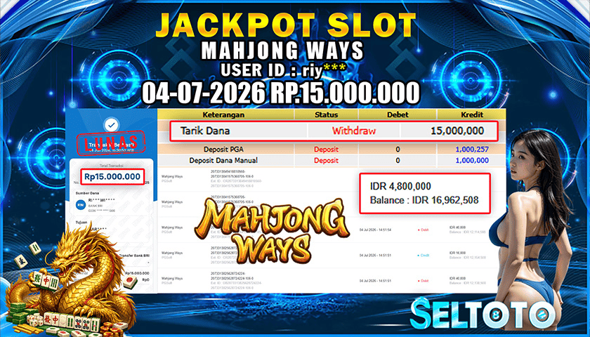 BUKTI PEMBAYARAN JACKPOT SLOT MAHJONG WAYS 04-07-2026