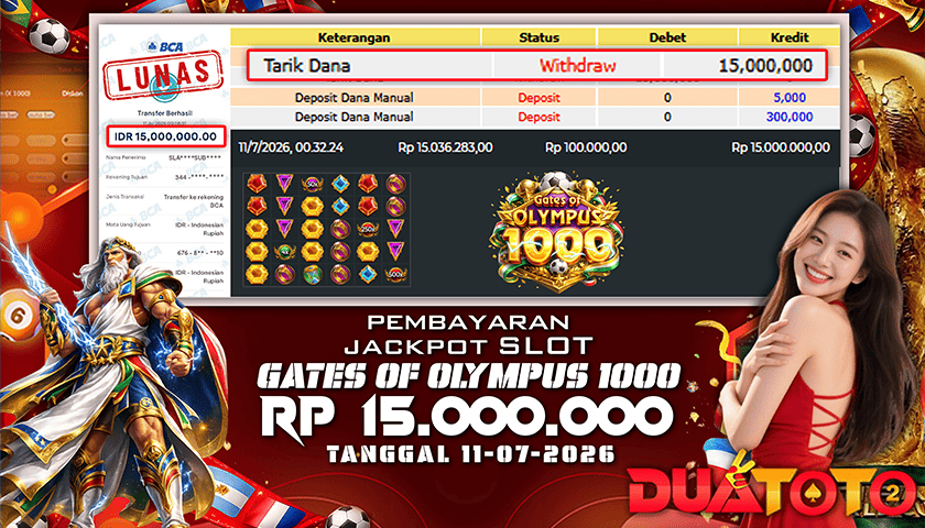 BUKTI PEMBAYARAN JACKPOT SLOT GATES OF OLYMPUS 1000 11-07-2026