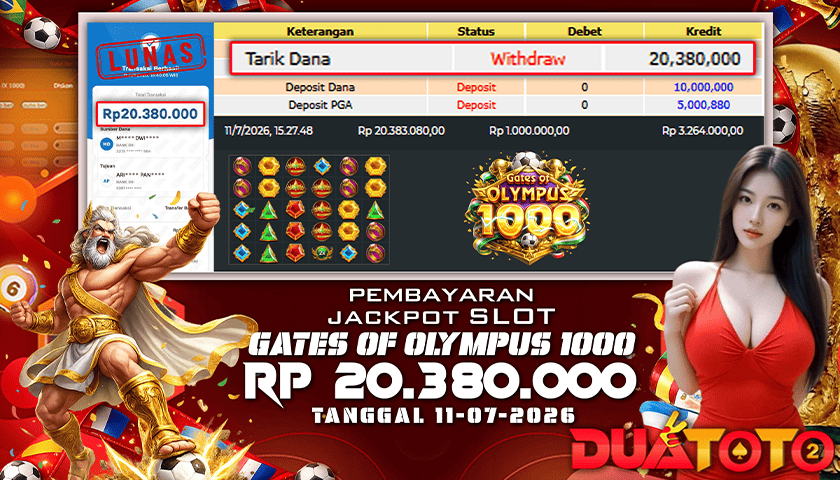 BUKTI PEMBAYARAN JACKPOT SLOT GATES OF OLYMPUS 1000 11-07-2026