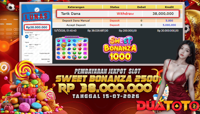 BUKTI PEMBAYARAN JACKPOT SLOT SWEET BONANZA 2500 15-07-2026