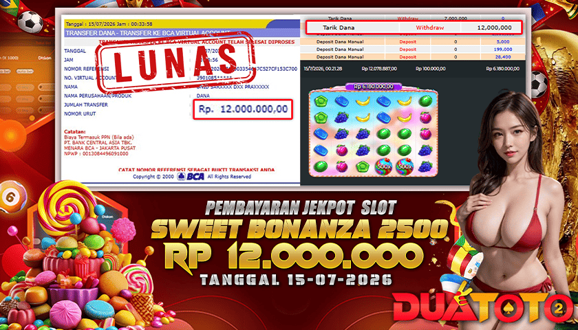 BUKTI PEMBAYARAN JACKPOT SLOT SWEET BONANZA 2500 15-07-2026