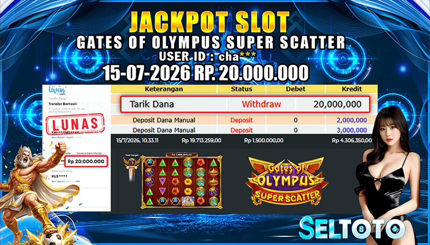 BUKTI PEMBAYARAN JACKPOT SLOT GATES OF OLYMPUS SUPER SCATTER  15-07-2026