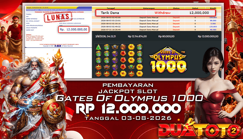 BUKTI PEMBAYARAN JACKPOT SLOT GATES OF OLYMPUS 1000 03-08-2026