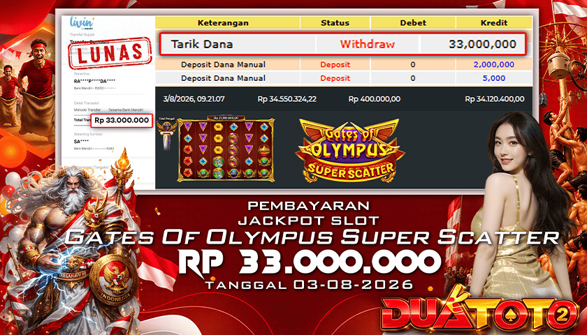 BUKTI PEMBAYARAN JACKPOT SLOT GATES OF OLYMPUS SUPER SCATTER 03-08-2026