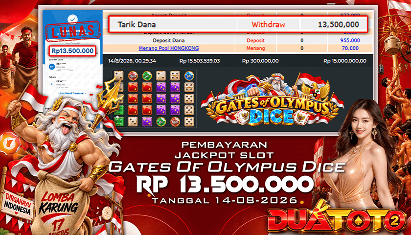 BUKTI PEMBAYARAN JACKPOT SLOT GATES OF OLYMPUS DICE 14-08-2026