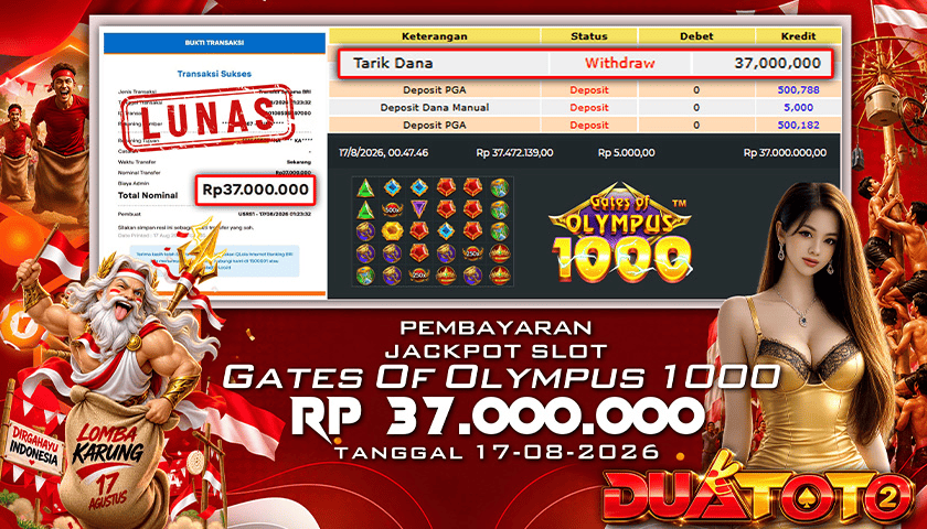 BUKTI PEMBAYARAN JACKPOT SLOT GATES OF OLYMPUS 1000 17-08-2026