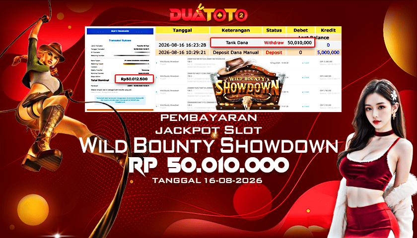 BUKTI PEMBAYARAN JACKPOT SLOT WILD BOUNTY SHOWDOWN 16-08-2026