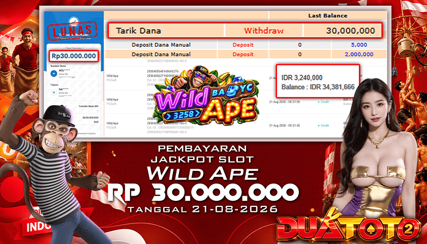 BUKTI PEMBAYARAN JACKPOT SLOT WOLD APE 21-08-2026