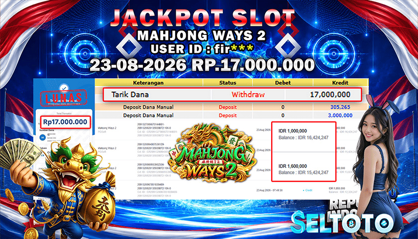 BUKTI PEMBAYARAN JACKPOT SLOT MAHJONG WAYS 2 23-08-2026