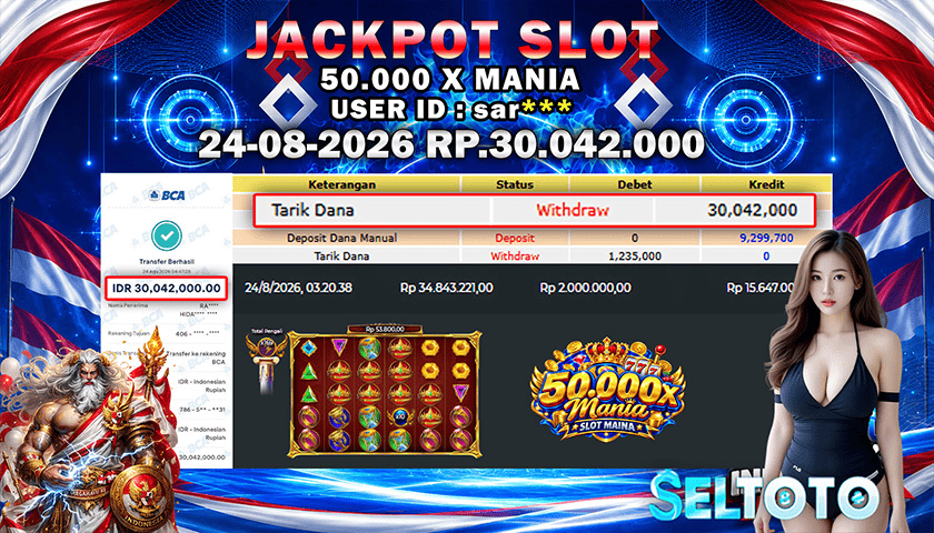 BUKTI PEMBAYARAN JACKPOT SLOT 50.000X MANIA 24-08-2026