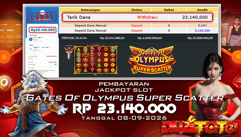 BUKTI PEMBAYARAN JACKPOT SLOT SATE OF OLYMPUS SUPER SCATTER 08-09-2026