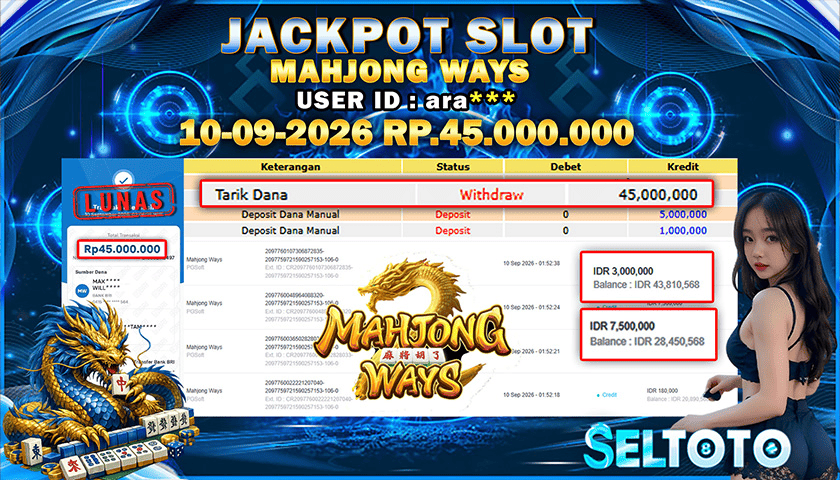 BUKTI PEMBAYARAN JACKPOT SLOT MAHJONG WAYS 10-09-2026
