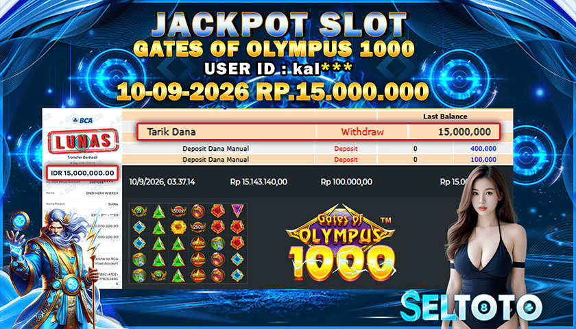 BUKTI PEMBAYARAN JACKPOT SLOT GATES OF OLYMPUS 1000 10-09-2026