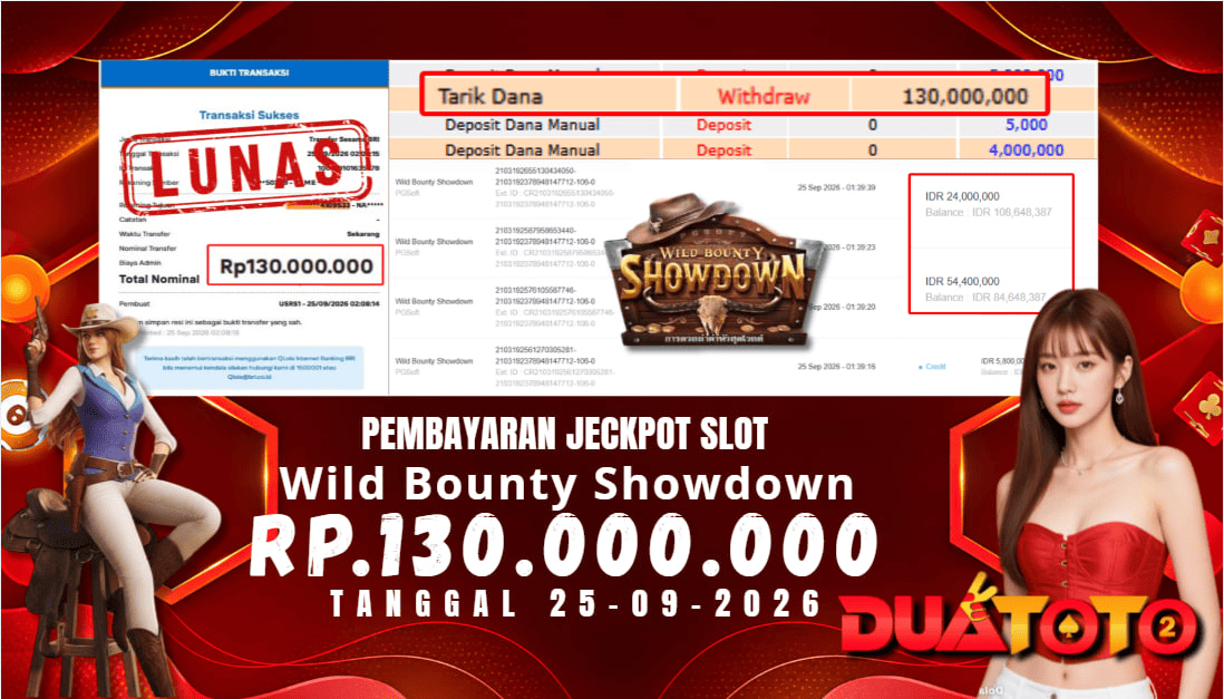 BUKTI PEMBAYARAN JACKPOT  SLOT WILD BOUNTY SHOWDOWN 25-09-2026