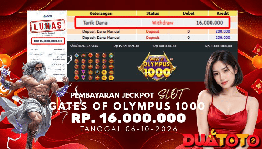 BUKTI PEMBAYARAN JACKPOT GATES OF OLYMPUS 1000 06-10-2026